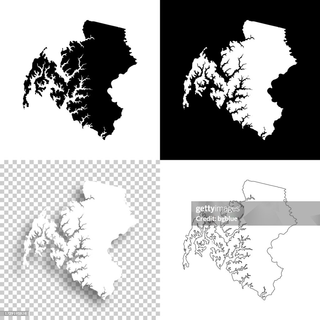 Talbot County, Maryland. Maps for design. Blank, white and black backgrounds