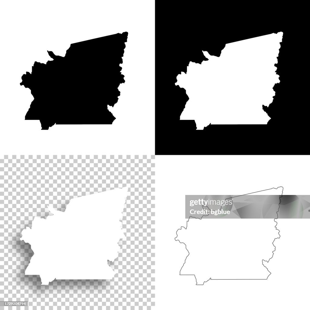 Idaho County, Idaho. Maps for design. Blank, white and black backgrounds