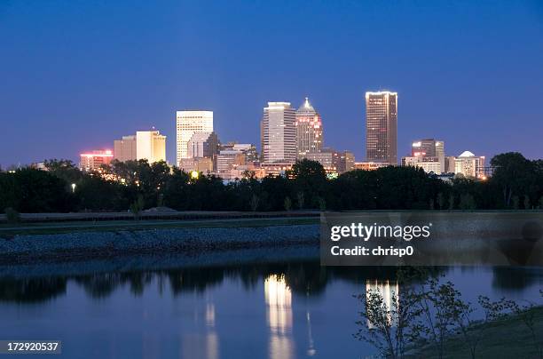 oklahoma city skyline at twilight - oklahoma city nature stock pictures, royalty-free photos & images