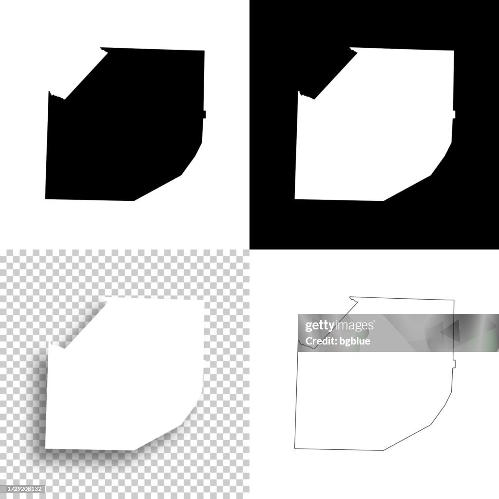 Madison County, Tennessee. Maps for design. Blank, white and black backgrounds