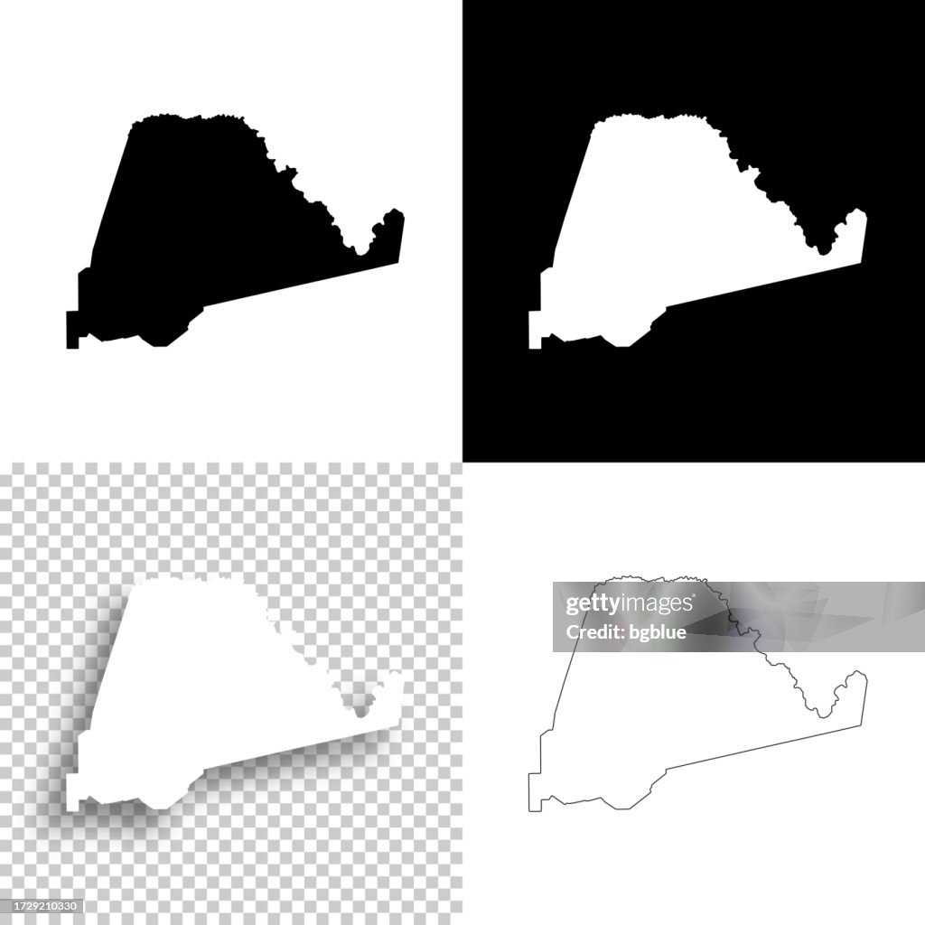 Ascension Parish, Louisiana. Maps for design. Blank, white and black backgrounds