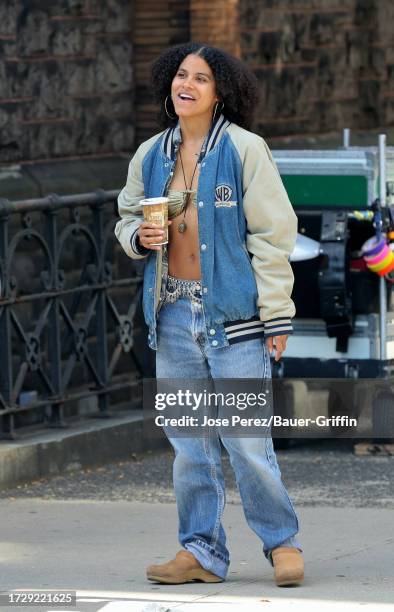 Zazie Beetz is seen on the set of "The Dutchman" on October 16, 2023 in New York City.