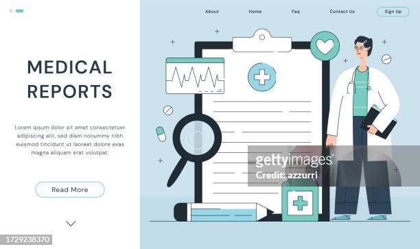 medical report illustration - electronic medical record stock illustrations
