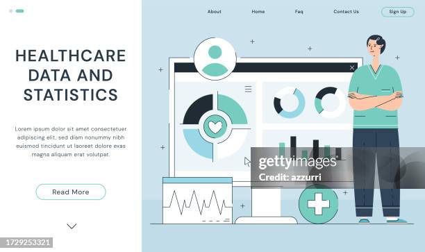 healthcare data and statistics illustration - electronic medical record stock illustrations