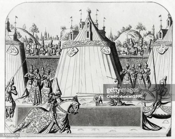 die schrägansicht field at st inglevere - ritterturnier stock-grafiken, -clipart, -cartoons und -symbole