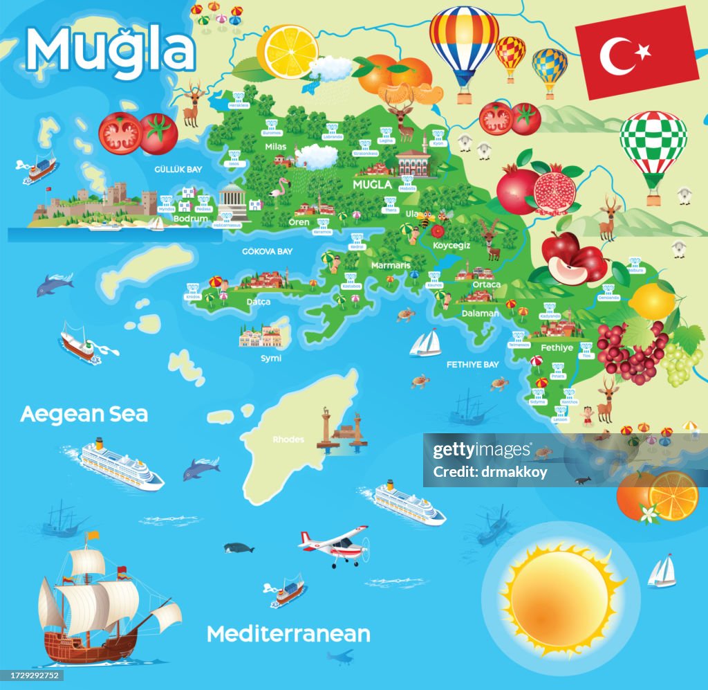 Cartoon Map of Mugla