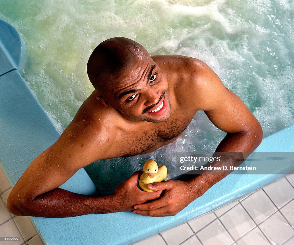 Charles Barkley poses for a portrait in Jacuzzi