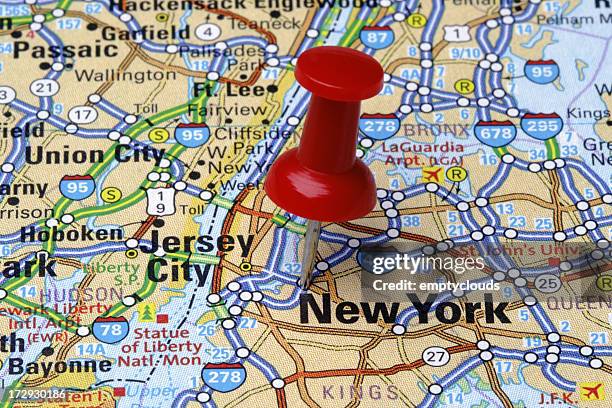 new york on a map - new york new jersey map stock pictures, royalty-free photos & images