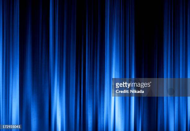 blue stage curtain xxl - curtain stock pictures, royalty-free photos & images