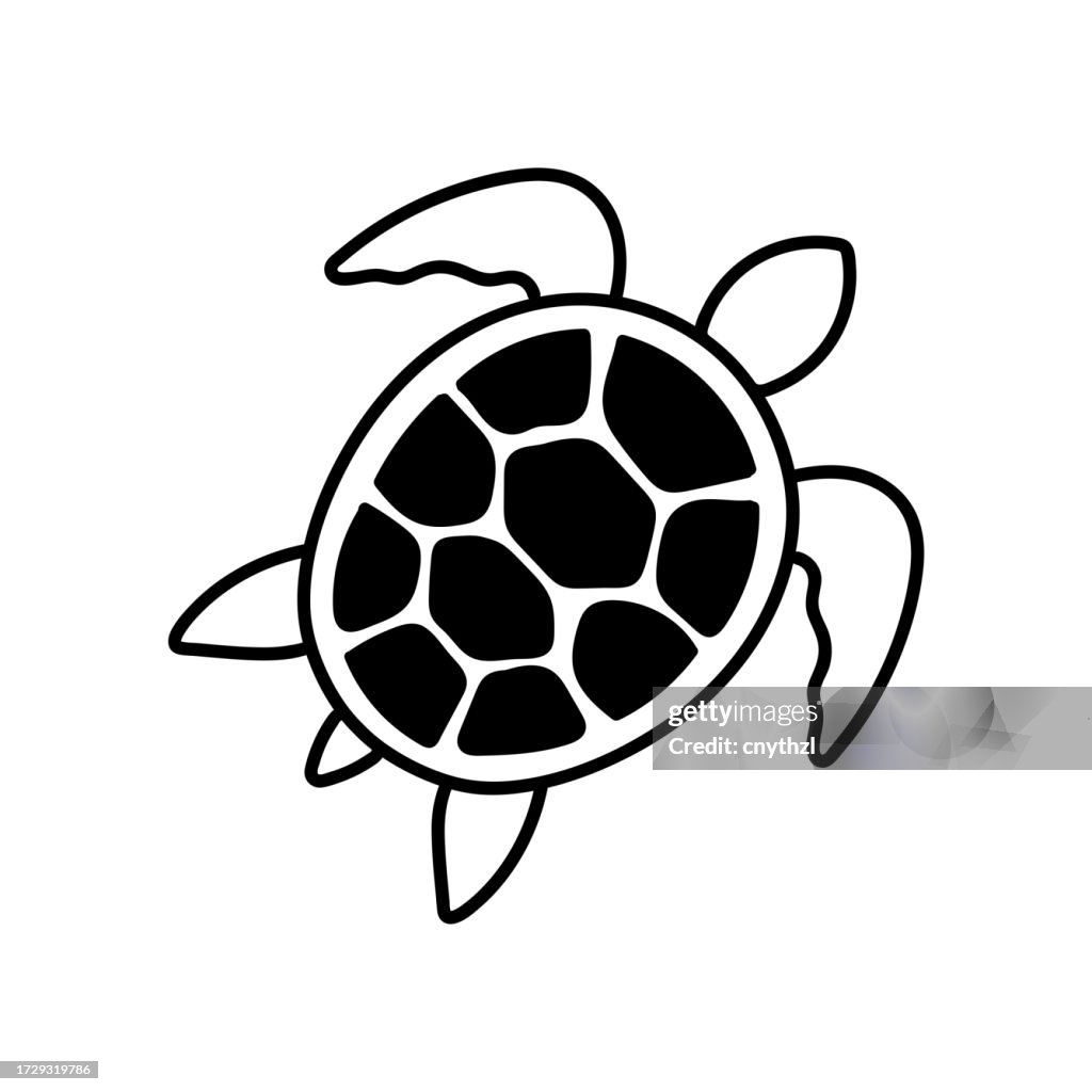 Meeresschildkröten-Ikone. Ozean, Tier, Caretta Caretta, Marine.