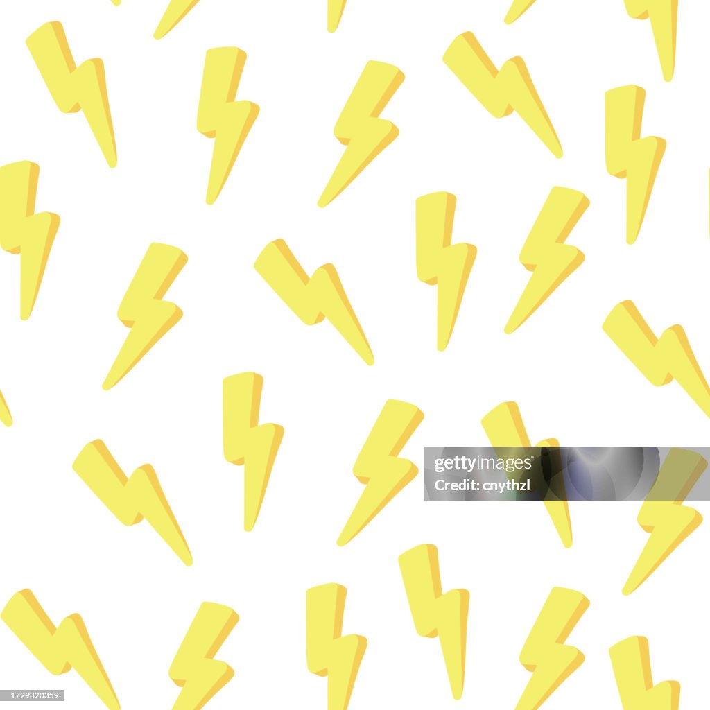 Thunderbolt Seamless Pattern Electricity Energy Lightning Power High ...