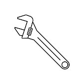 Adjustable Wrench Icon. Plumping, Tool, Repairing.