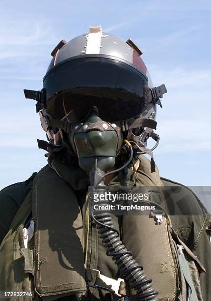 photograph of pilot in full gear - helmet stock pictures, royalty-free photos & images