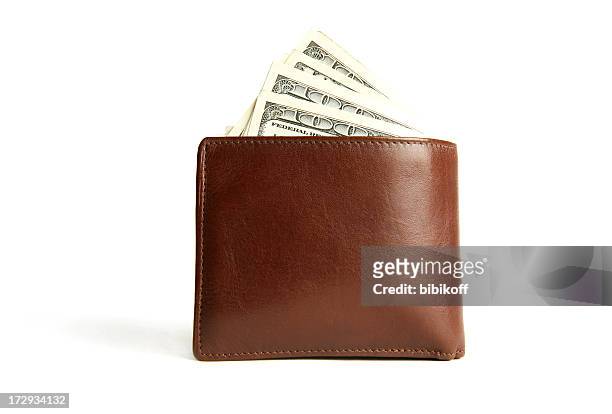 wallet - bruine handtas stockfoto's en -beelden