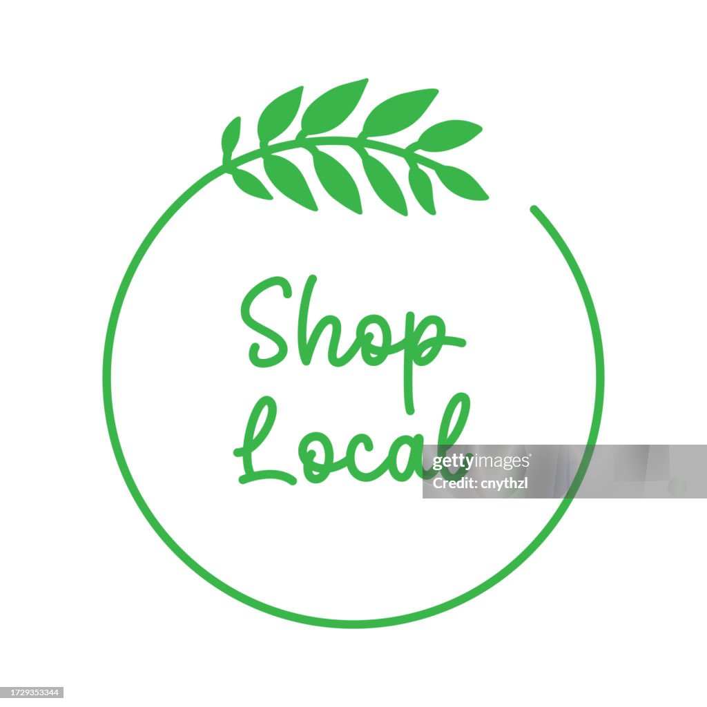 Shop Local Badge Design. Shopping, Community, Small Business