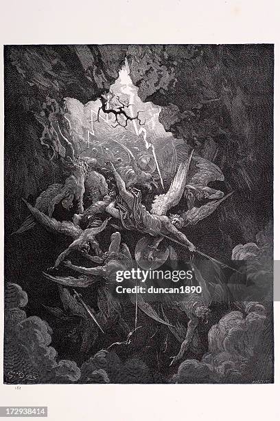 the mouth of hell - gustave dore stock illustrations