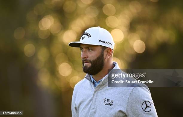 Jon Rahm of Spain looks on during the pro-am prior to the acciona Open de Espana presented by Madrid at Club de Campo Villa de Madrid on October 11,...
