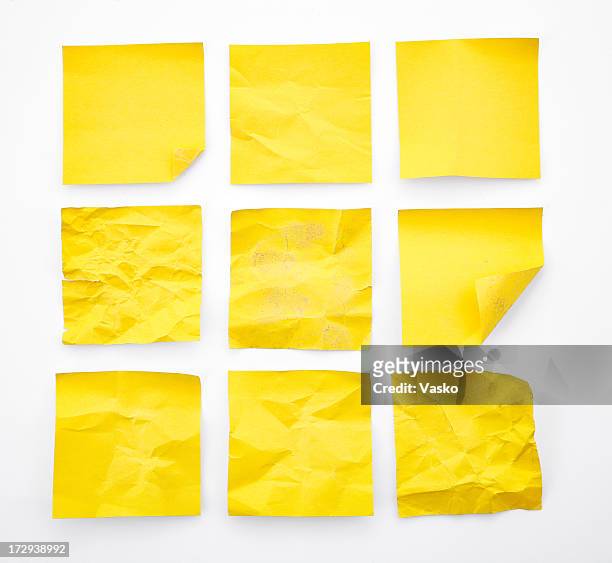 adhesive notes - crumpled stock pictures, royalty-free photos & images