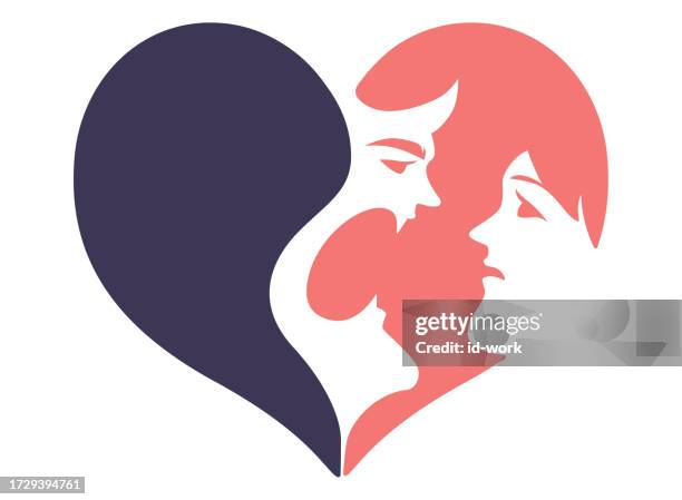 woman facing angry devil with broken heart symbol - bite mark stock illustrations