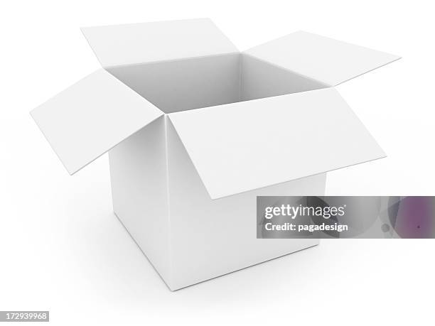 offene weißen box - karton freisteller stock-fotos und bilder