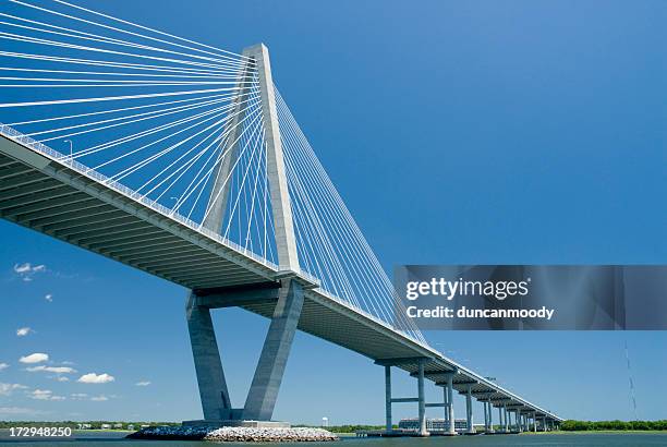 arthur ravenel jr bridge over cooper river, charleston sc - mount pleasant south carolina stock pictures, royalty-free photos & images