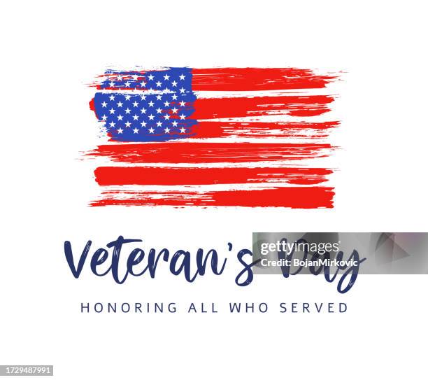 ilustrações, clipart, desenhos animados e ícones de feliz dia dos veteranos com aquarela bandeira dos eua. vetor - veterans day background