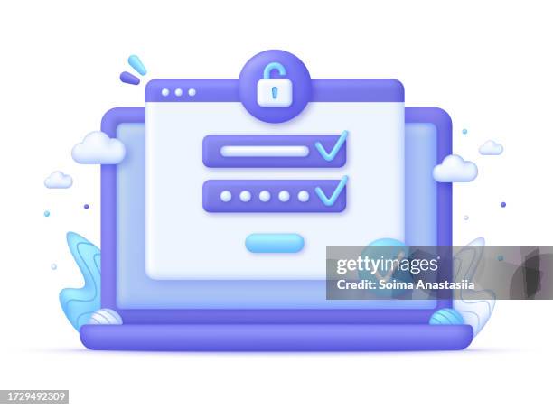 3D Correct Password on Computer. 이미지 (1729492309) - 게티이미지뱅크