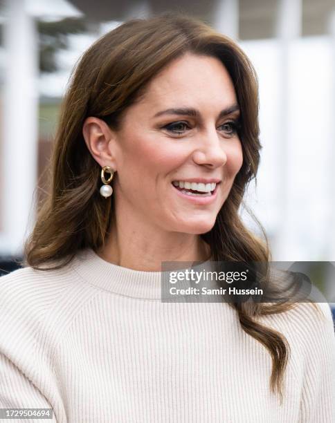 Catherine, Princess of Wales visits Nottingham Trent University on October 11, 2023 in Nottingham, England. The Prince and Princess of Wales are...