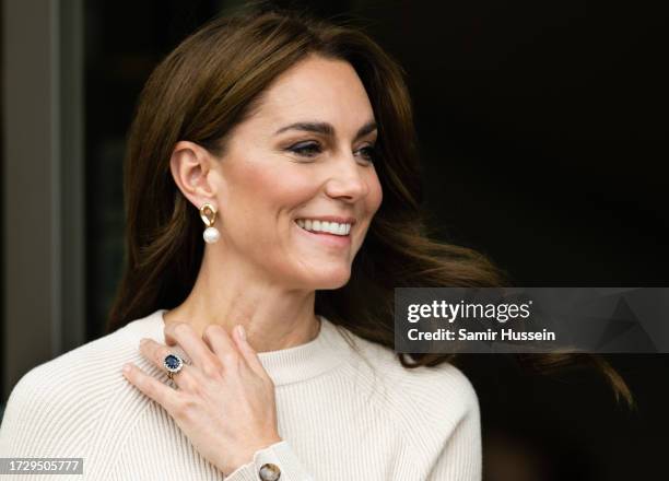 Catherine, Princess of Wales visits Nottingham Trent University on October 11, 2023 in Nottingham, England. The Prince and Princess of Wales are...