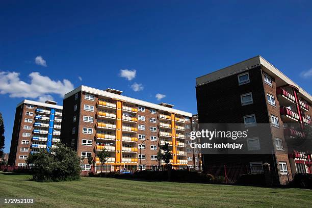 coloured balconies - council flats stock pictures, royalty-free photos & images