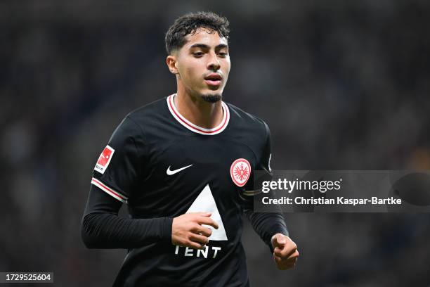 Fares Chaibi of Eintracht Frankfurt in action during the Bundesliga match between Eintracht Frankfurt and 1. FC Heidenheim 1846 at Deutsche Bank Park...