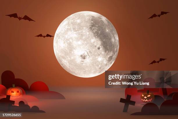 halloween moon background ,3d rendered - halloween moon stock pictures, royalty-free photos & images