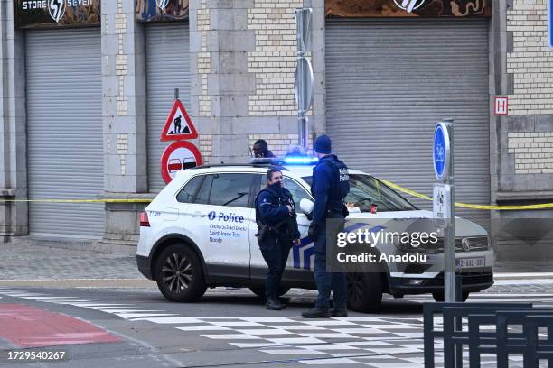 Police take security measures as they shoot and capture the suspect who opened fire randomly in the city center, 5 kilometers away from the King...