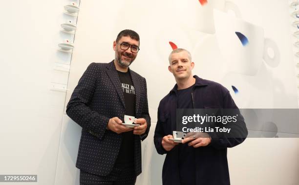 Robert Diament and Russell Tovey attend the illycaffè preview of new illy Art Collection Lee Ufan, at 2023 Frieze London” in London, England.