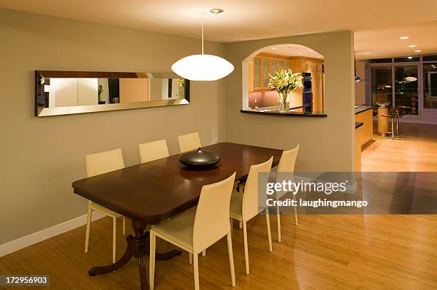 contemporary dining room - bamboo flooring stock pictures, royalty-free photos & images