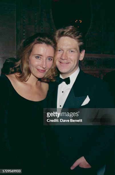 Married British actors Kenneth Branagh and Emma Thompson attend a party for Branagh's short film 'Swansong', 25th October 1992.
