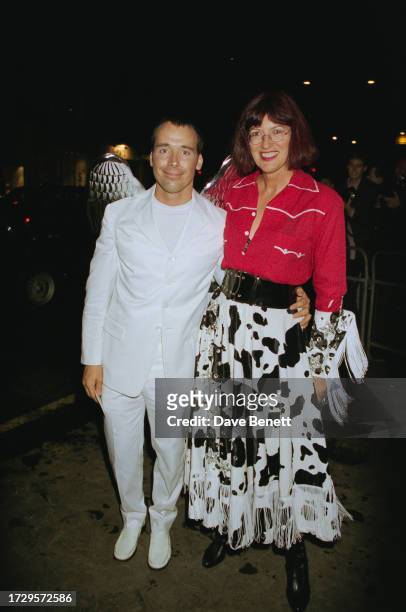 English broadcaster Janet Street-Porter and David Furnish attend George Michael's 'Cowboys and Angels' themed 35th birthday party at The Collection...