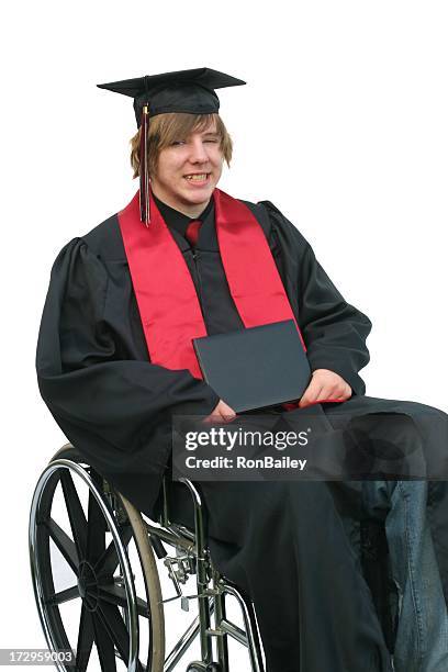 wheelchair graduate - red sash stock pictures, royalty-free photos & images