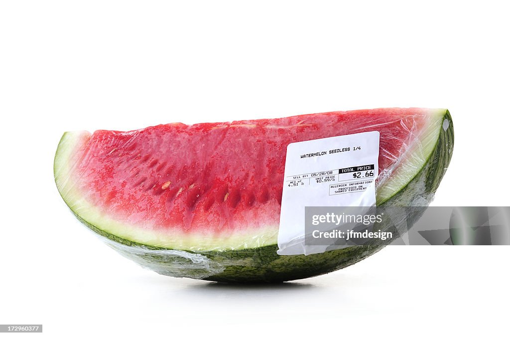 Watermelon seedless film wrapped with label price