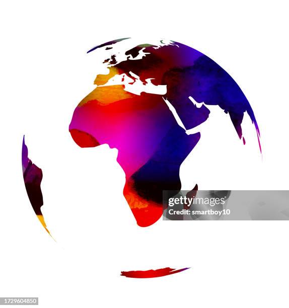 earth globe in watercolour style - australasia stock illustrations