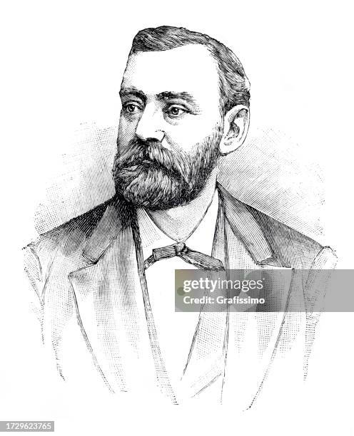 alfred bernhard nobel portrait 1896 - alfred nobel stock illustrations
