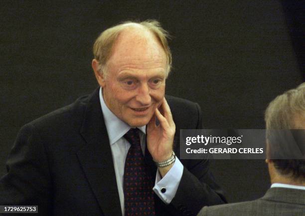 Europeean Commission Vice President in charge of administrative reform Neil Kinnock of Britain waits for the opening of the meeting and the...