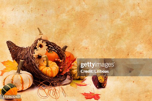 Cornucopia on Texture Background Cornucopia on Texture Background