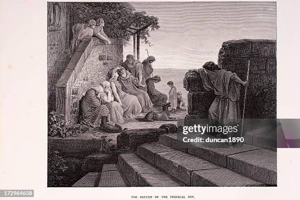 return of the prodigal son - prodigal son stock illustrations