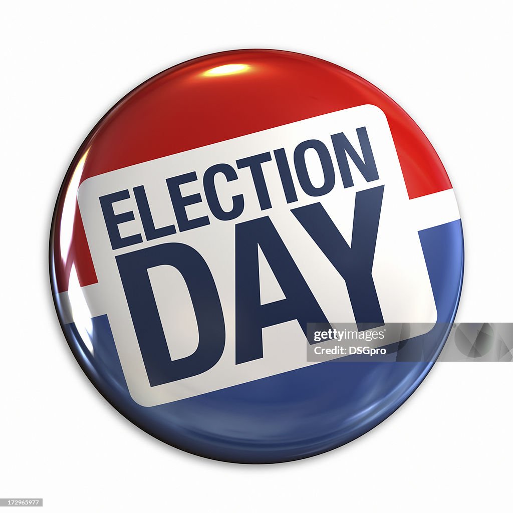 Election Day badge in red, white & blue