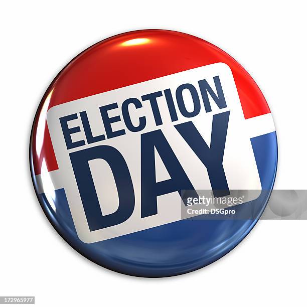 election day badge in red, white & blue - election stock pictures, royalty-free photos & images