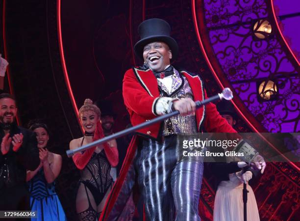 Tituss Burgess as "Harold Zidler" during Tituss Burgess opening night curtain call in the hit Baz Luhrmann musical "Moulin Rouge! The Musical" on...