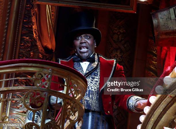 Tituss Burgess as "Harold Zidler" during Tituss Burgess opening night curtain call in the hit Baz Luhrmann musical "Moulin Rouge! The Musical" on...