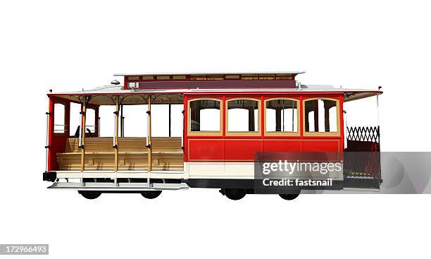 isolated san francisco touristic cablecar - tram 個照片及圖片檔