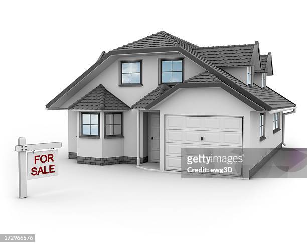 house for sale - blue house red door stock pictures, royalty-free photos & images